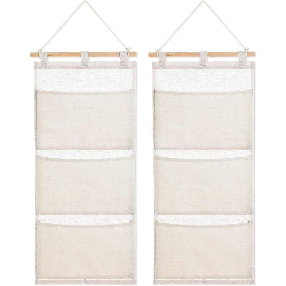 Stylish 2-Pack Hanging Storage Bags - 3 Pocket Solution for Gift Organization